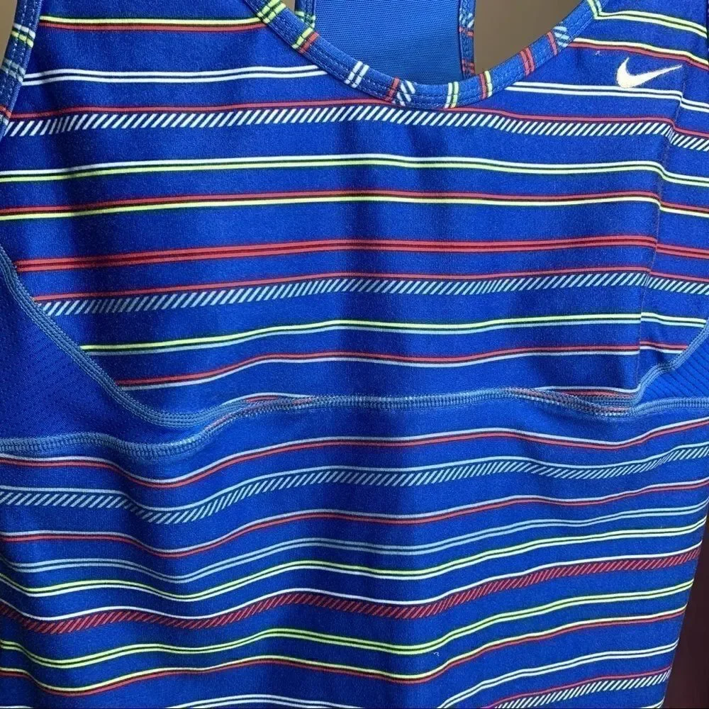 Nike blue racer back medium workout stripes top